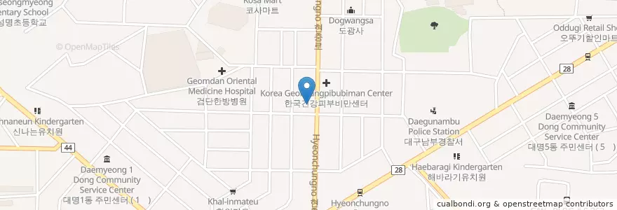 Mapa de ubicacion de 매일주유소 en 大韓民国, 大邱, 南区, 대명동.