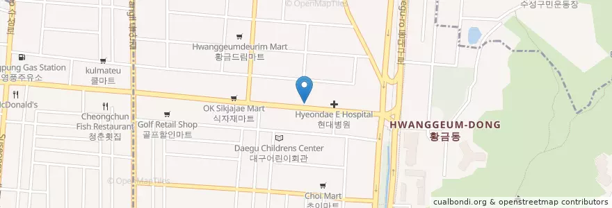 Mapa de ubicacion de 만포주유소 en Республика Корея, Тэгу, 수성구, 황금동.