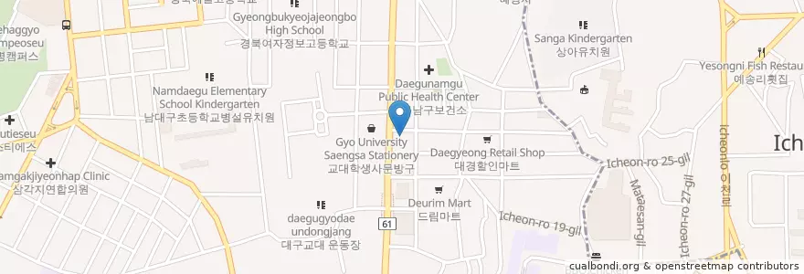 Mapa de ubicacion de 대하주유소 en Zuid-Korea, Daegu, 남구, 대명동.