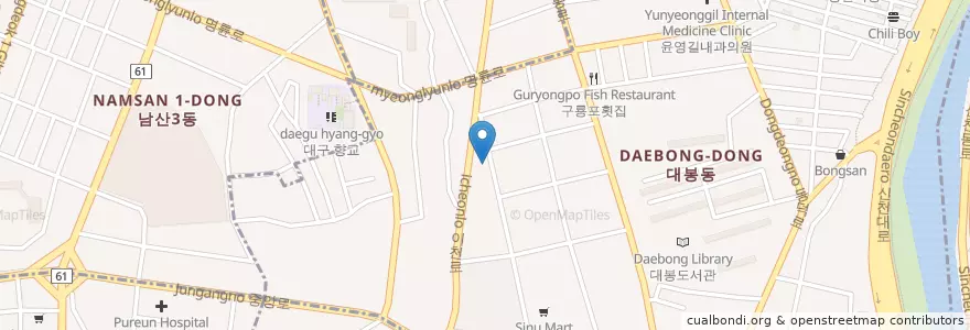 Mapa de ubicacion de 신라주유소 en Südkorea, Daegu, Jung-Gu, Daebong-Dong.