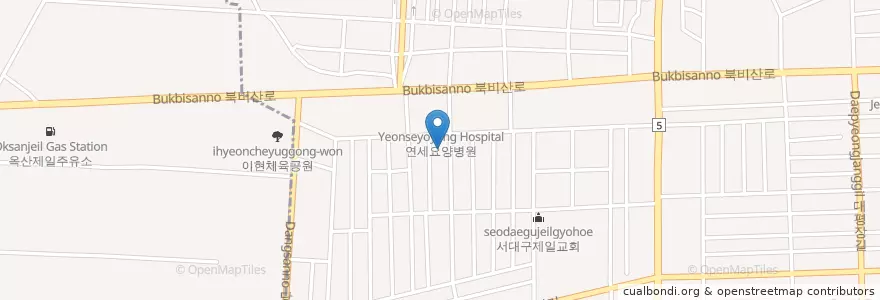 Mapa de ubicacion de 달서주유소 en 대한민국, 대구, 서구, 평리동.