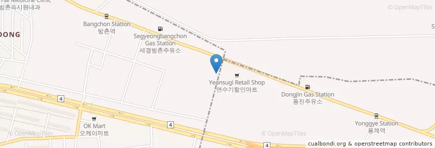 Mapa de ubicacion de 방촌주유소 en 대한민국, 대구, 동구, 방촌동.