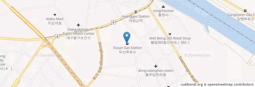 Mapa de ubicacion de 두산주유소 en 대한민국, 대구, 동구, 효목동.
