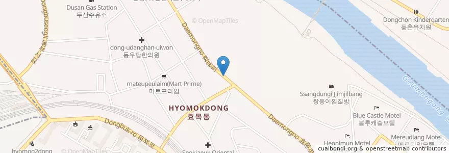 Mapa de ubicacion de 대원주유소 en Südkorea, Daegu, Dong-Gu, 효목동.
