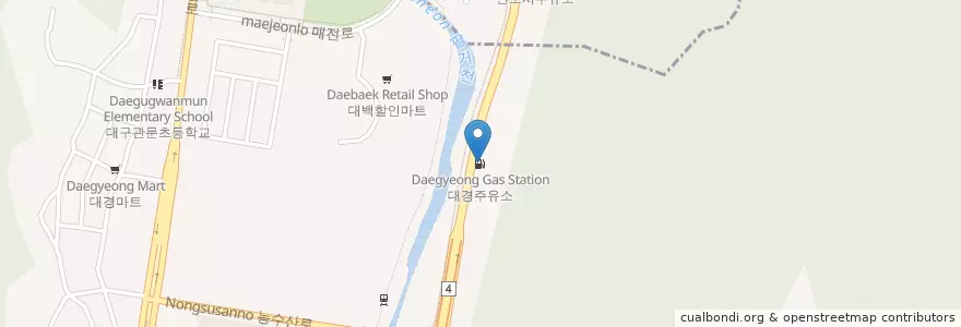 Mapa de ubicacion de 대경주유소 en 韩国/南韓, 大邱, 北區, 관문동.