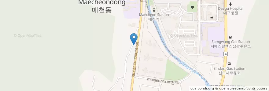 Mapa de ubicacion de 우리주유소 en 대한민국, 대구, 북구, 관문동.