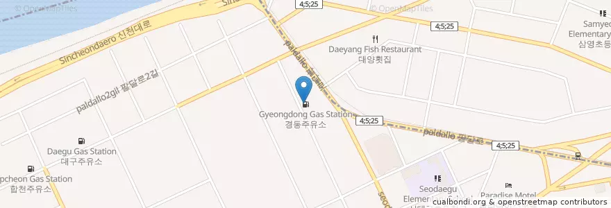 Mapa de ubicacion de 경동주유소 en کره جنوبی, دائجو, 서구, 비산동.