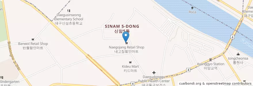 Mapa de ubicacion de 동호주유소 en Südkorea, Daegu, Dong-Gu, 신암동.
