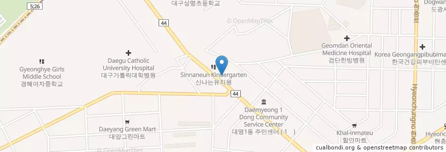 Mapa de ubicacion de 도촌주유소 en Korea Selatan, Daegu, 남구, 대명동.