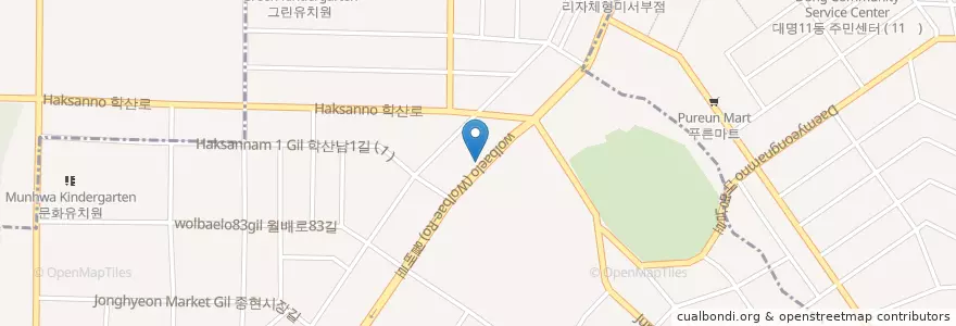 Mapa de ubicacion de 아진주유소 en 대한민국, 대구, 달서구, 송현동.