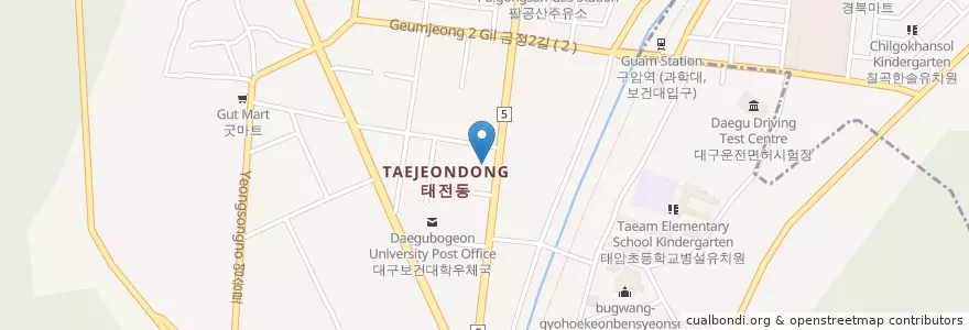Mapa de ubicacion de 한일주유소 en 韩国/南韓, 大邱, 北區, 태전동.