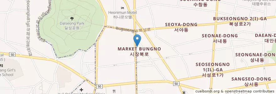 Mapa de ubicacion de 서부주유소 en Korea Selatan, Daegu, 중구, 성내동.