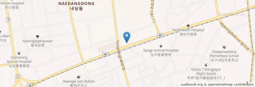 Mapa de ubicacion de 행복주유소 en Güney Kore, Daegu, 서구, 달서구.