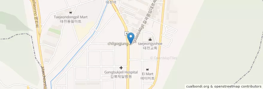 Mapa de ubicacion de 강북주유소 en Korea Selatan, Daegu, 북구, 태전동.