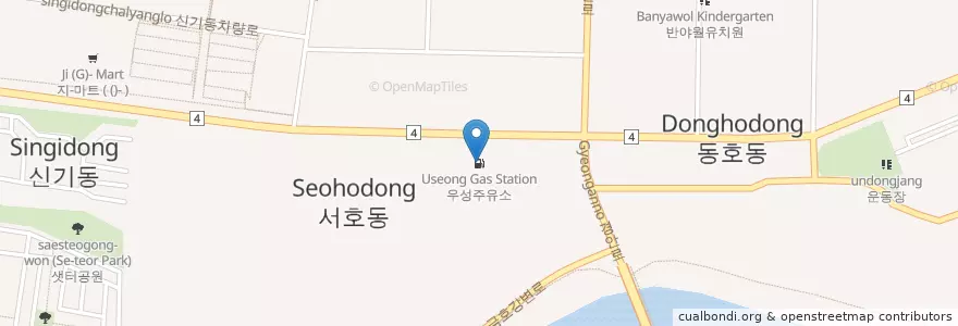 Mapa de ubicacion de 우성주유소 en Coreia Do Sul, Daegu, 동구, 안심동.