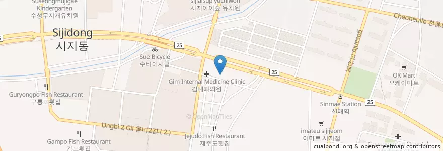 Mapa de ubicacion de 시지주유소 en 대한민국, 대구, 수성구, 고산동.