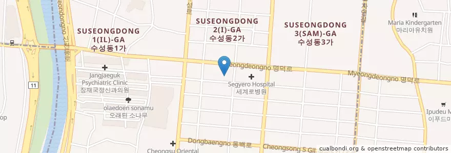 Mapa de ubicacion de Daebonggyo Gas Station en South Korea, Daegu, Suseong-Gu, Suseong-Dong.