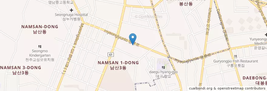 Mapa de ubicacion de 반월당주유소 en 대한민국, 대구, 중구, 남산동.