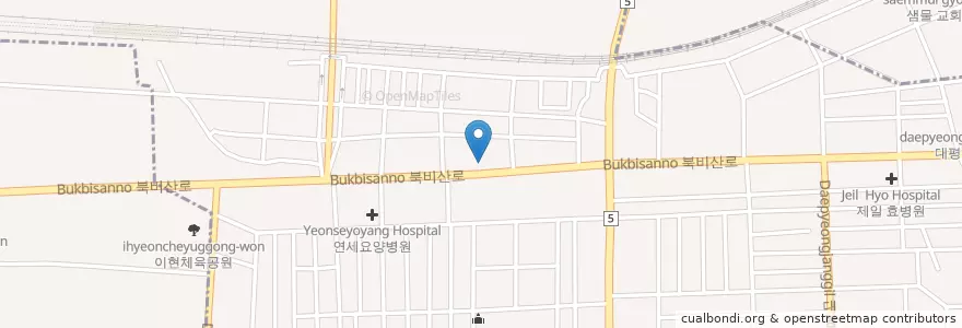 Mapa de ubicacion de 한국제2주유소 en 大韓民国, 大邱, 西区, 평리동.