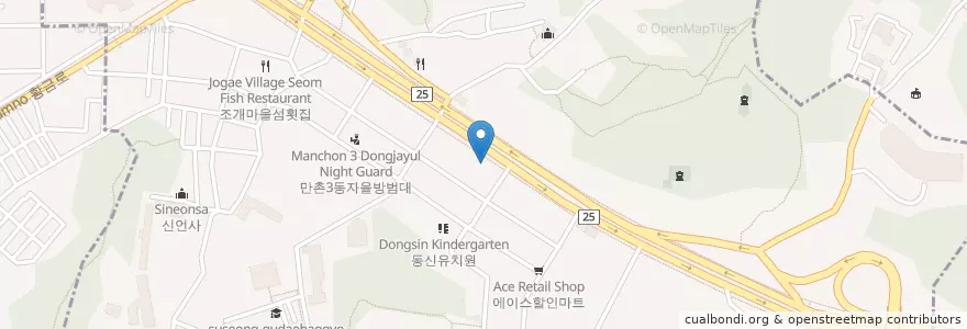 Mapa de ubicacion de S-OIL 에스제이주유소 en 대한민국, 대구, 수성구, 만촌동.