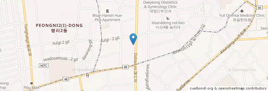 Mapa de ubicacion de 아름다운주유소 en Güney Kore, Daegu, 서구.