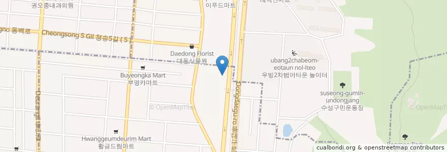 Mapa de ubicacion de 사랑가득주유소 en 대한민국, 대구, 수성구.