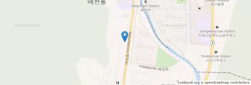 Mapa de ubicacion de 칠곡매천주유소 en 大韓民国, 大邱, 北区, 관문동.