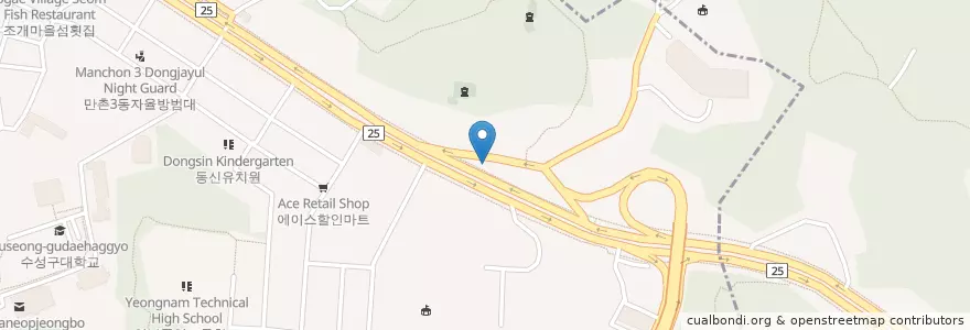 Mapa de ubicacion de (주)담티주유소 (Damti Gas Station) en Corea Del Sud, Daegu, 수성구, 고산동.