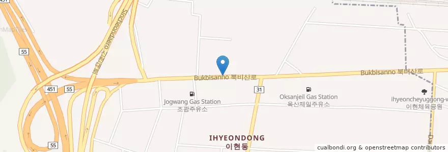 Mapa de ubicacion de 서대구터미널주유소 en کره جنوبی, دائجو, 서구, 상중이동.