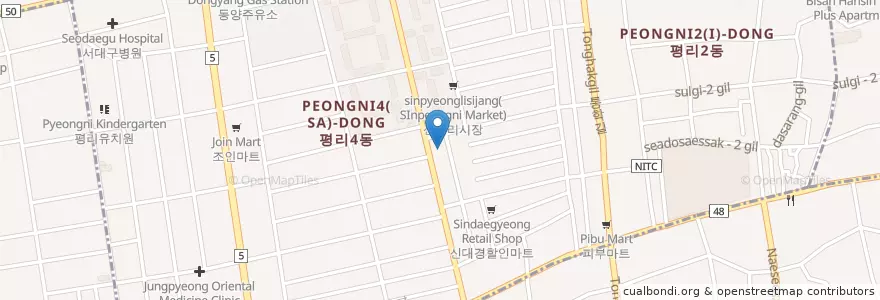 Mapa de ubicacion de 감삼동서대구주유소 en Coreia Do Sul, Daegu, 서구.