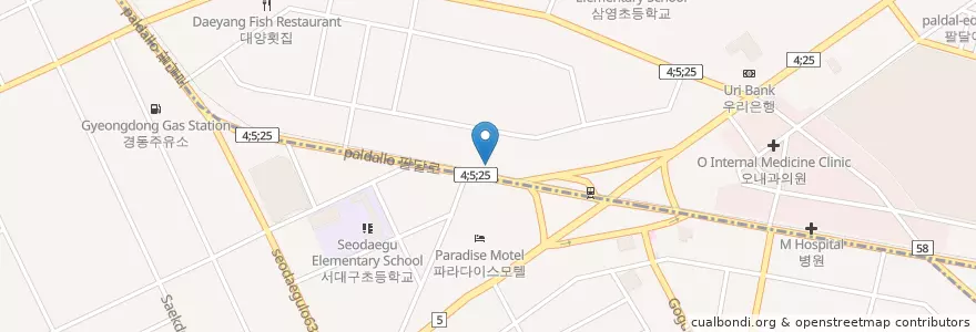Mapa de ubicacion de 신기석유직영주유소 en Республика Корея, Тэгу, 서구.