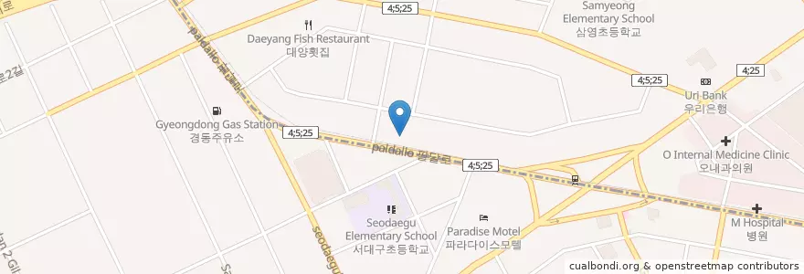 Mapa de ubicacion de 흥구석유원대주유소 en Zuid-Korea, Daegu, 서구, 비산동.