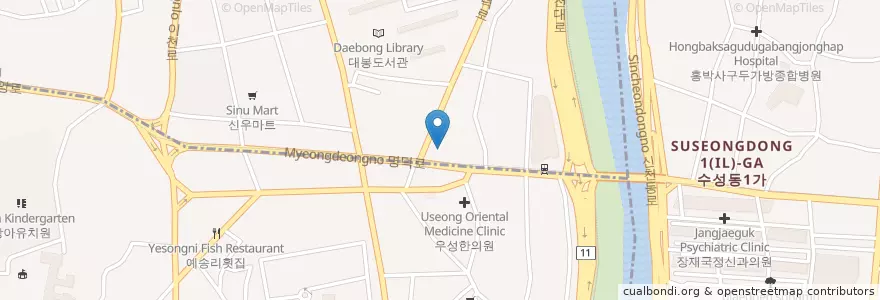 Mapa de ubicacion de 경북광유유성주유소 en كوريا الجنوبية, ديغو, 남구.
