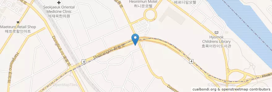 Mapa de ubicacion de 한국광유청기와주유소 en Südkorea, Daegu, Dong-Gu, Suseong-Gu, 효목동, 효목동.
