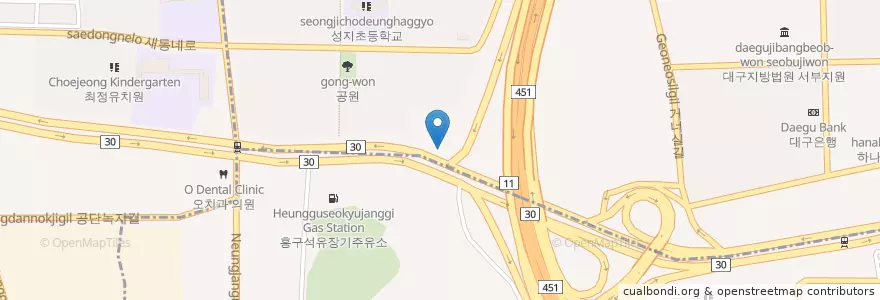 Mapa de ubicacion de 스타벅스 성서IC점 en Corea Del Sud, Daegu, 달서구, 용산동.
