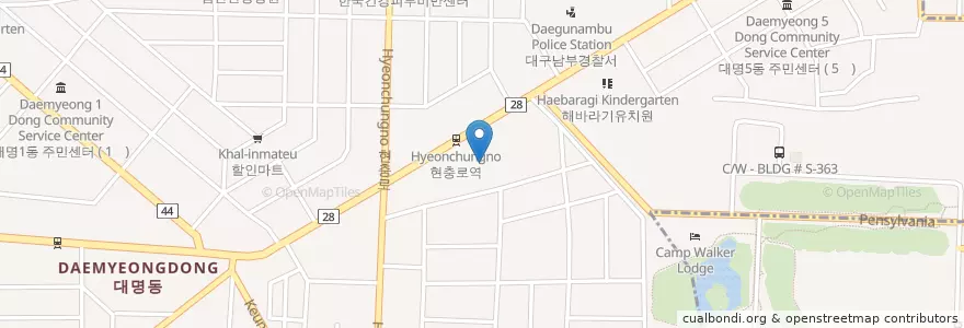 Mapa de ubicacion de 대구제일셀프주유소 en 대한민국, 대구, 남구, 대명동.