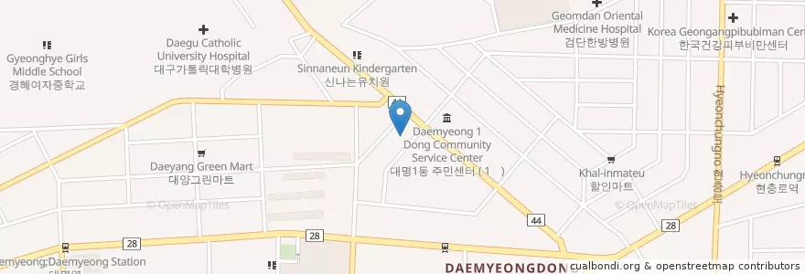 Mapa de ubicacion de 지에스칼텍스은하수주유소 en 大韓民国, 大邱, 南区, 대명동.