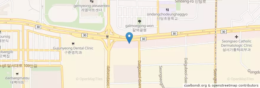 Mapa de ubicacion de SK네트웍스삼성제일주유소 en Südkorea, Daegu, Dalseo-Gu, Sindang-Dong.