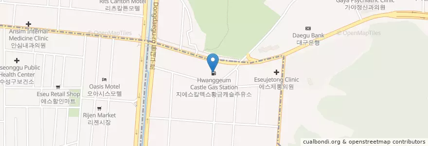 Mapa de ubicacion de 지에스칼텍스황금캐슬주유소 en 대한민국, 대구, 수성구.
