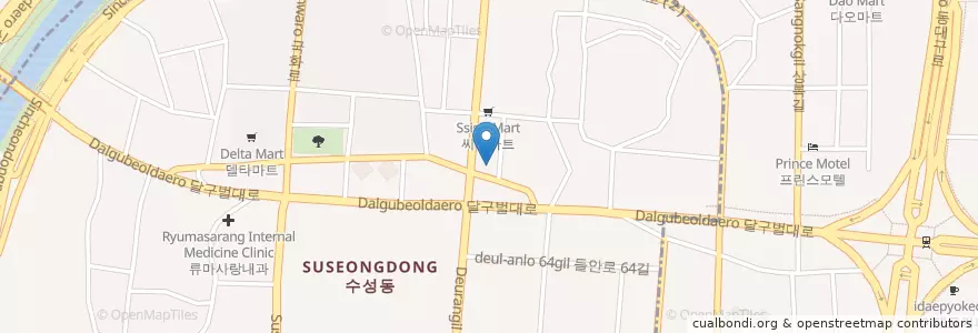 Mapa de ubicacion de 에스케이네트웍스수성제일주유소 en Coreia Do Sul, Daegu, 수성구, 수성동.