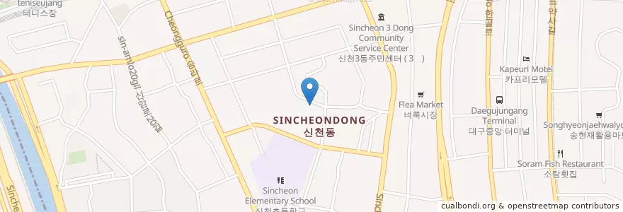 Mapa de ubicacion de 극동주유소 en 대한민국, 대구, 신천동.