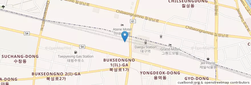 Mapa de ubicacion de SK네트웍스하이웨이주유소 en Республика Корея, Тэгу, 성내동.