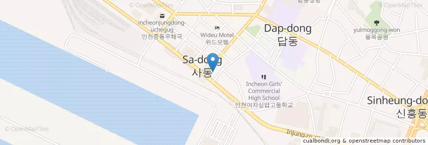 Mapa de ubicacion de 사동주유소 en كوريا الجنوبية, إنتشون, 중구, 신포동.