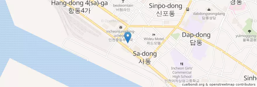 Mapa de ubicacion de 오정주유소 en كوريا الجنوبية, إنتشون, 중구, 신포동.