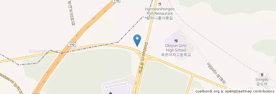 Mapa de ubicacion de 삼성주유소 en كوريا الجنوبية, إنتشون, 연수구, 옥련동.