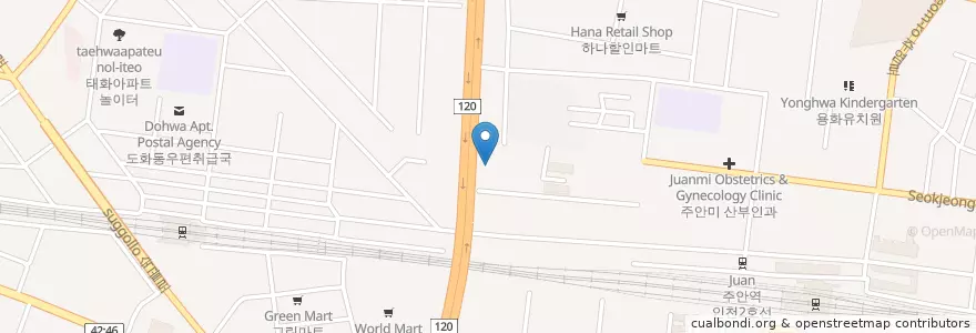 Mapa de ubicacion de 은하주유소 en 韩国/南韓, 仁川廣域市, 彌鄒忽區.