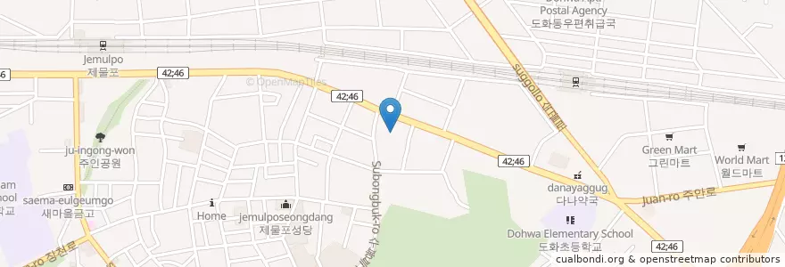 Mapa de ubicacion de 신세대주유소 en كوريا الجنوبية, إنتشون, 미추홀구, 도화동.