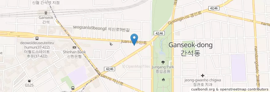Mapa de ubicacion de 수림공원주유소 en کره جنوبی, 인천, 남동구, 간석동.