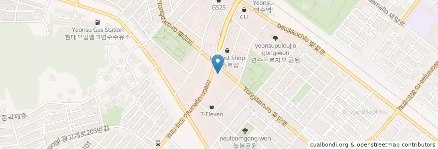 Mapa de ubicacion de 연수씨티주유소 en 대한민국, 인천, 연수구.