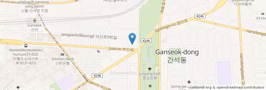 Mapa de ubicacion de (주)한일주유소 (Hanil Gas Station) en Güney Kore, 인천, 남동구, 간석동.